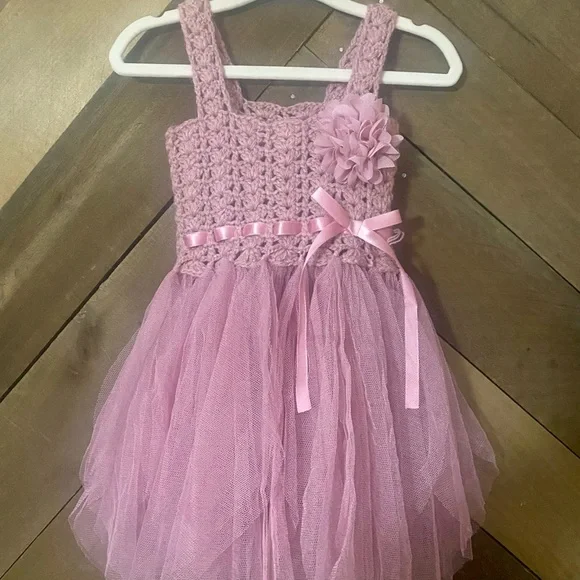 white christmas dresses Dolly By Le Petit Tom Crochet Tutu Dress V Neck main image 0